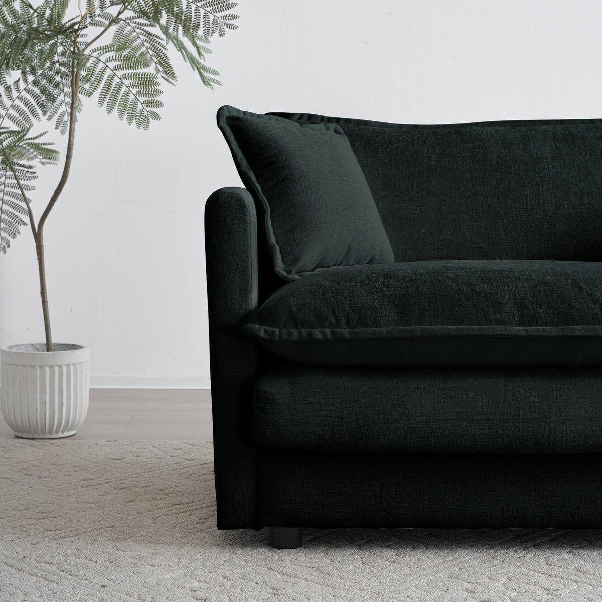 Alternate angle of Ottoman Cushioned Footrest Black Chenille