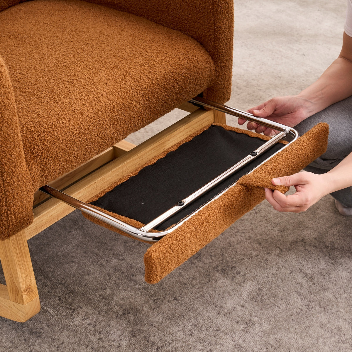 Additional product detail of Rocking Chair High Back & Footrest Caramel Rubber Wood