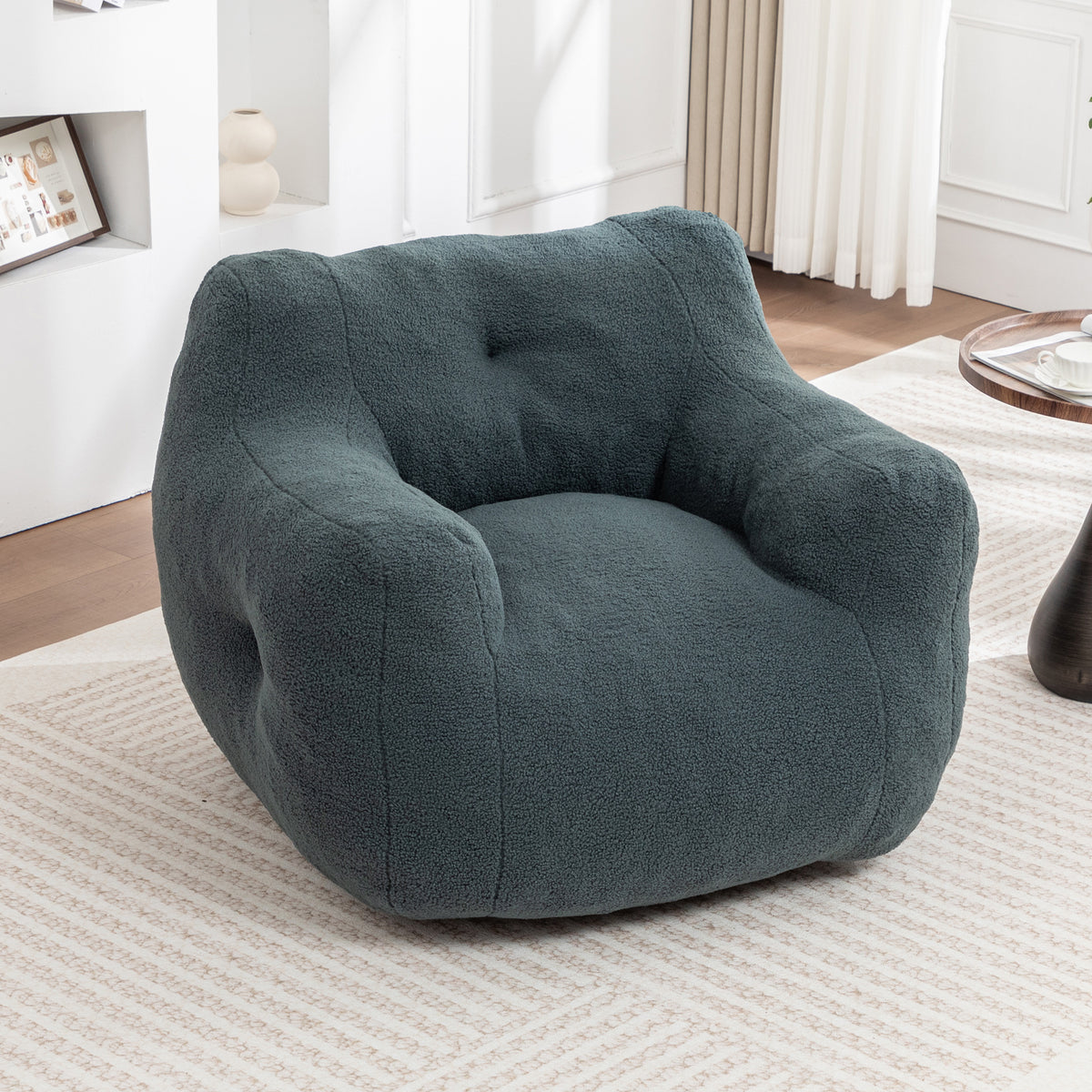 Alternate angle of Bean Bag Chair Oversized Seating Light Green Teddy Fabric