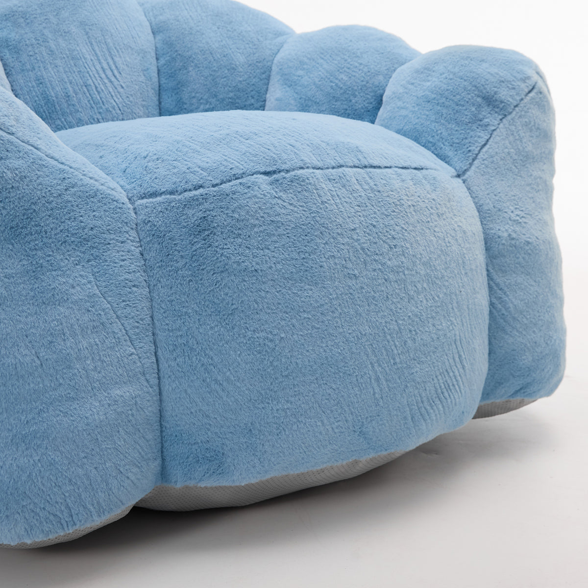 Additional product detail of Bean Bag Chair Compressed Foam Blue Faux Fur