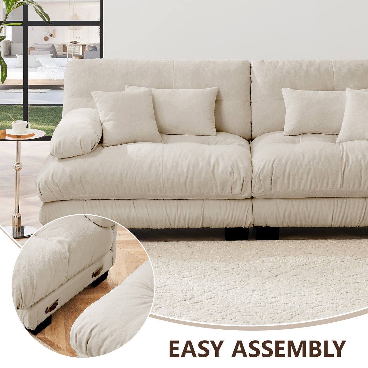 Additional view of Loveseat Sofa Cushioned Seating Light Coffee Chenille 2-Seater