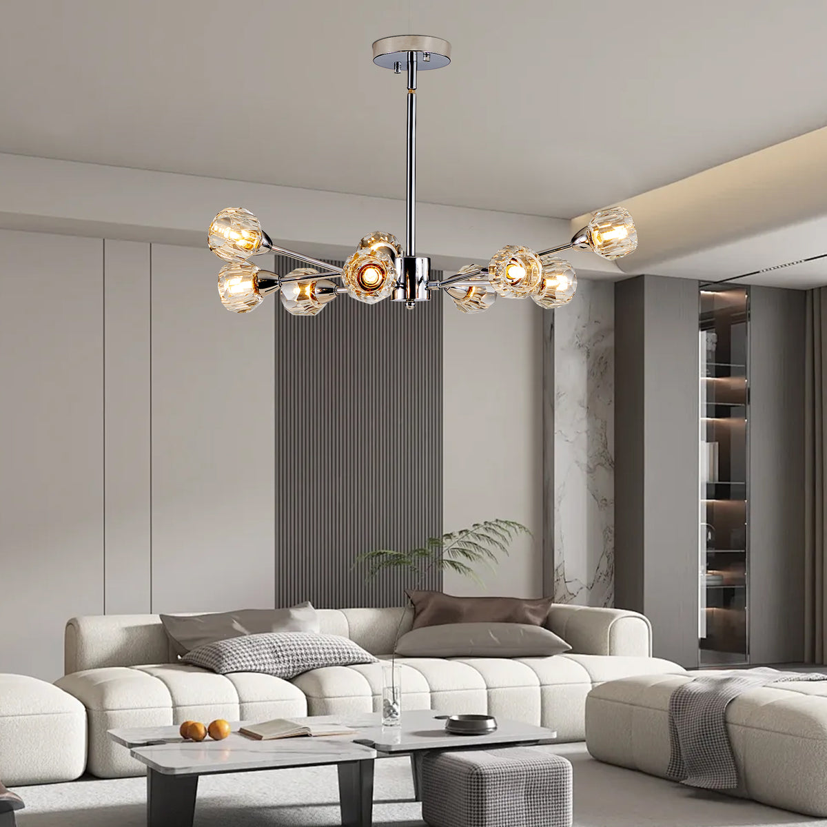 Alternate angle of Chandelier Modern 9-Light Crystal Chrome Crystal