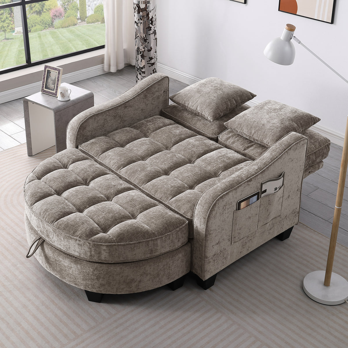 Full product view of Loveseat Sofa Cushioned Seating Brown Corduroy 2-Seater