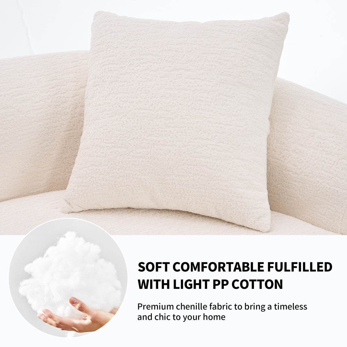 Design feature view of Sectional Sofa Modular Sectional White Chenille