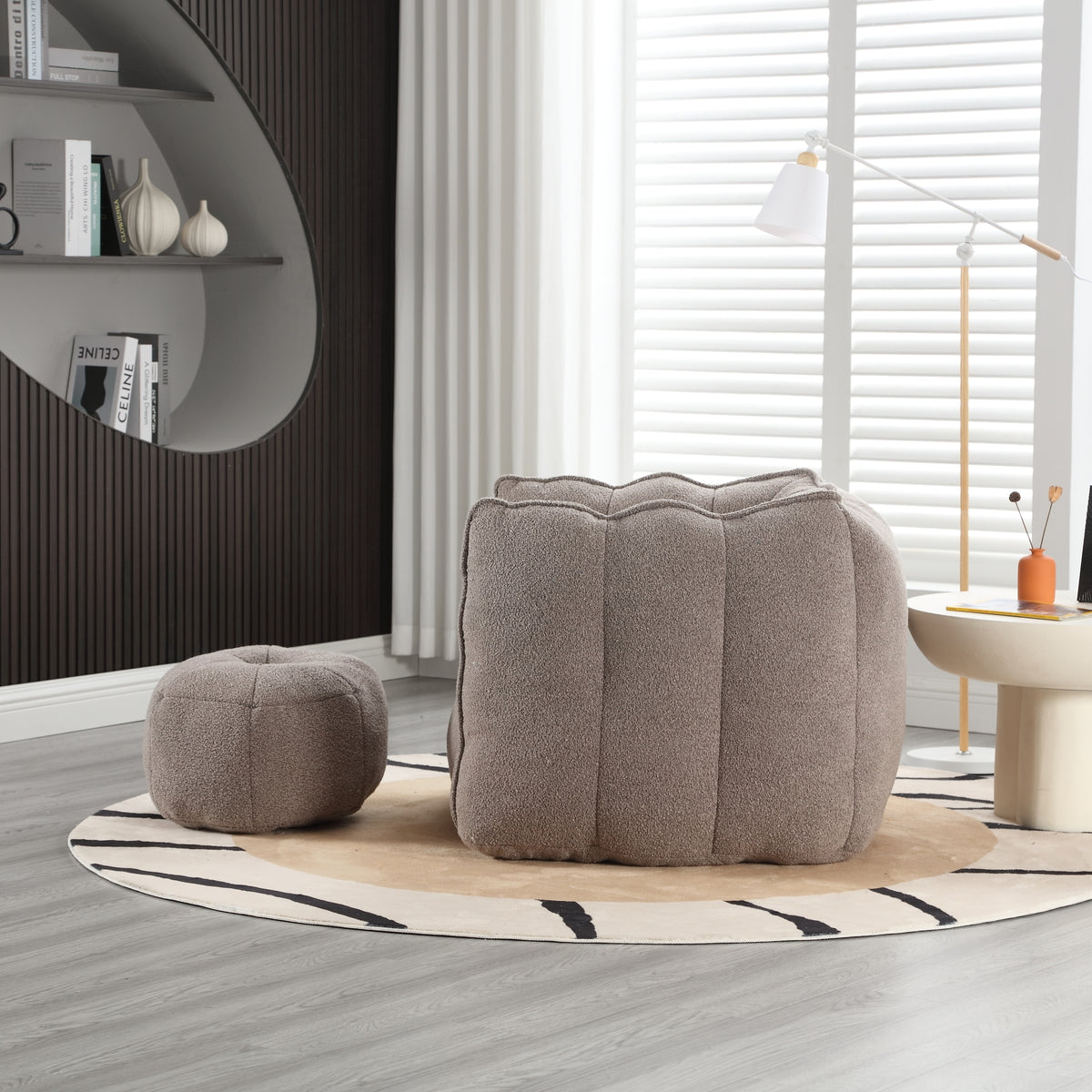 Close-up detail of Bean Bag Chair Footstool Included Coffee Chenille