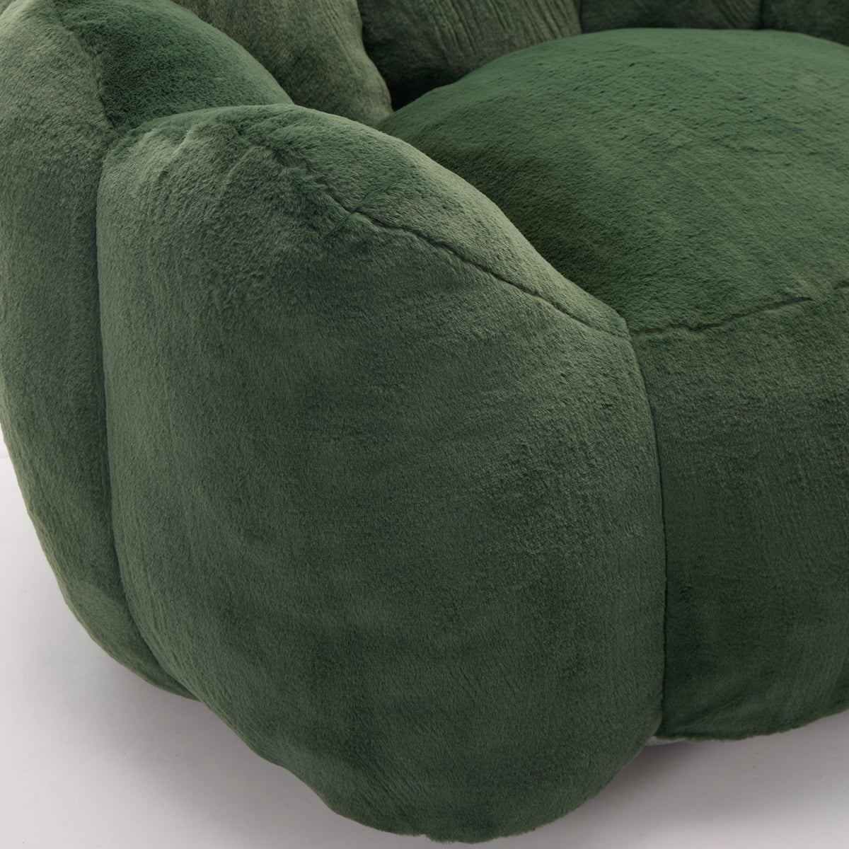 Additional view of Bean Bag Chair Compressed Foam Green Faux Fur