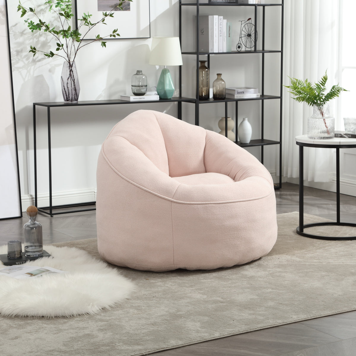 Additional product detail of Bean Bag Chair Footstool Included Pink Microfiber