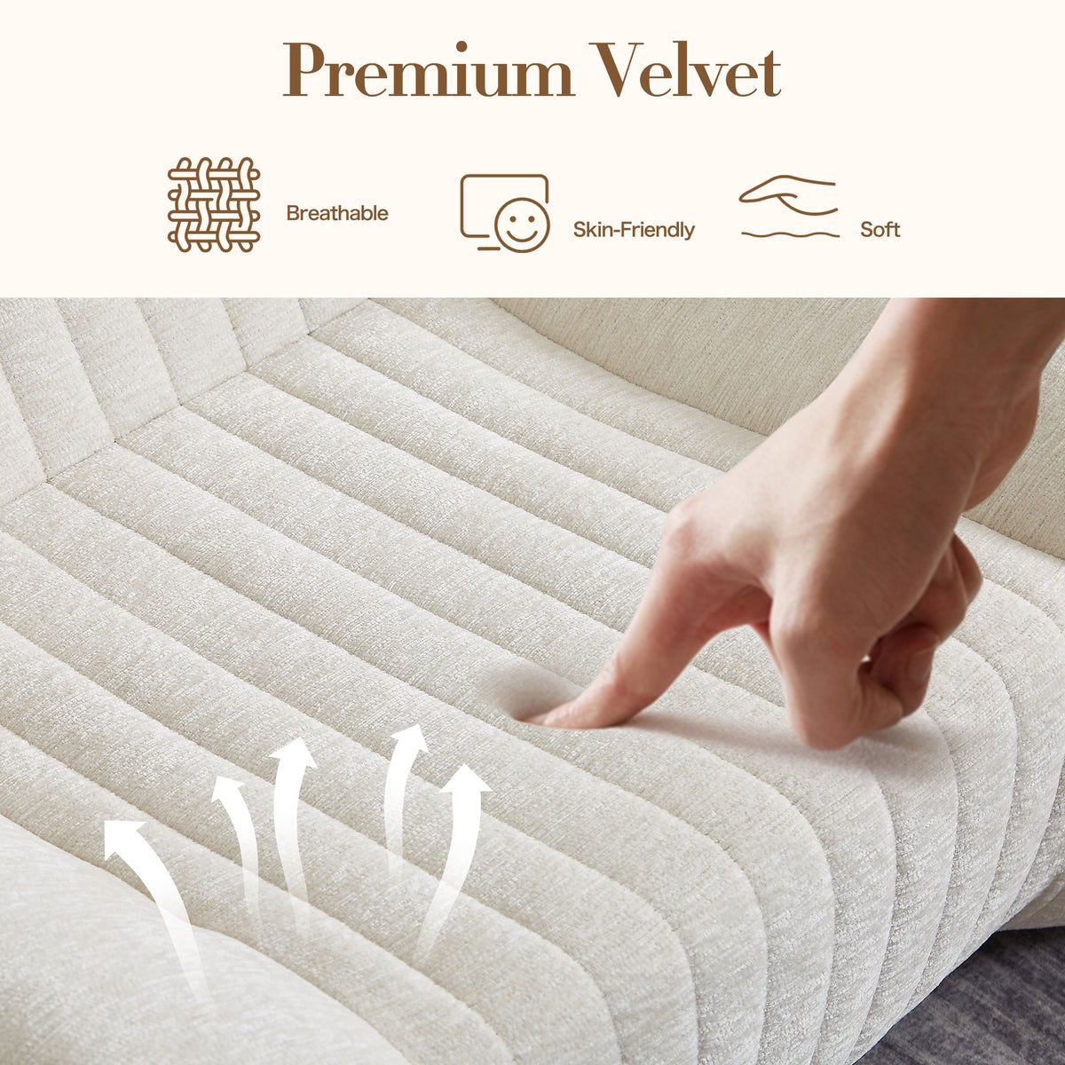 Close-up detail of Bean Bag Chair Cushioned Seating White Chenille