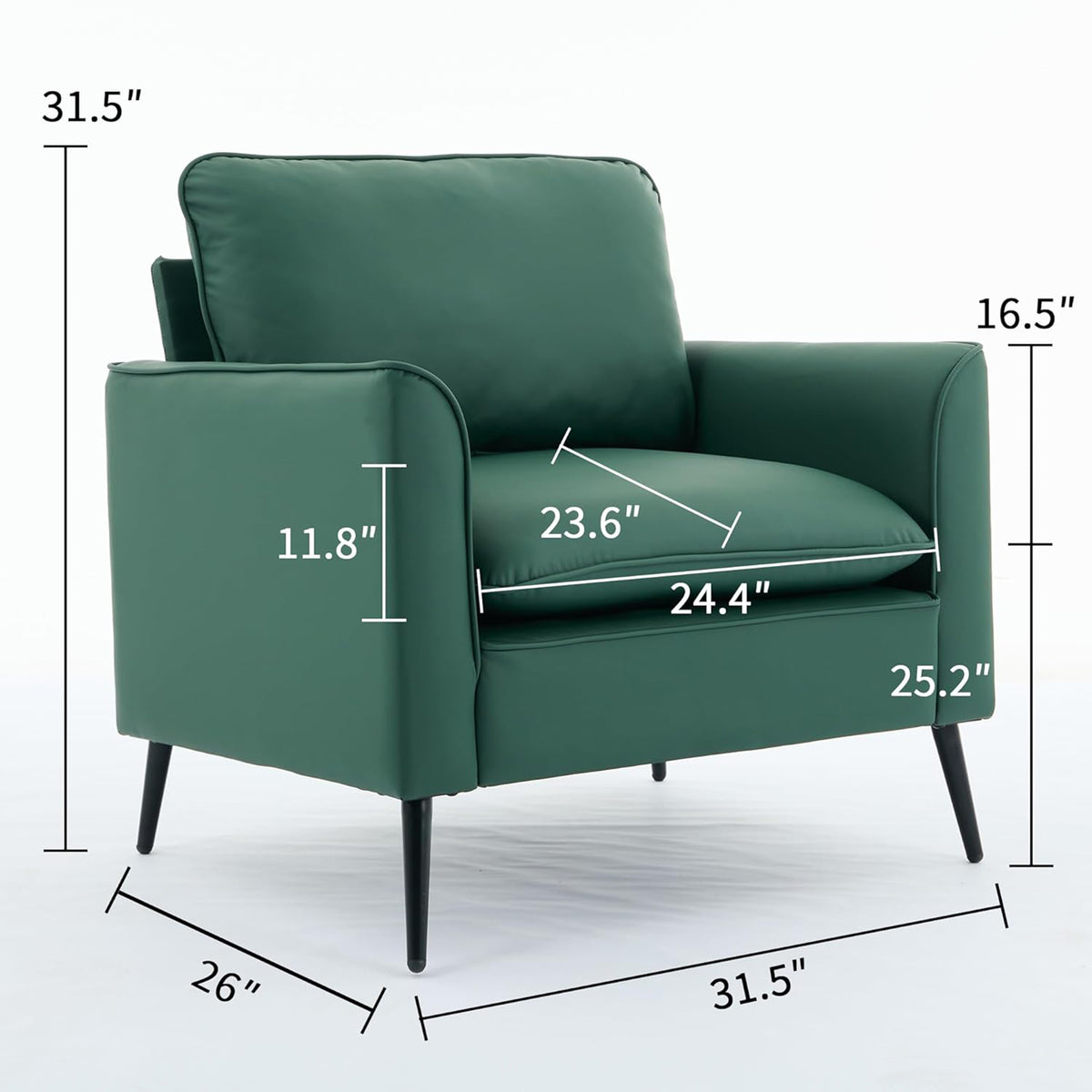 Close-up detail of Accent Chair Set of 2 Green Leather