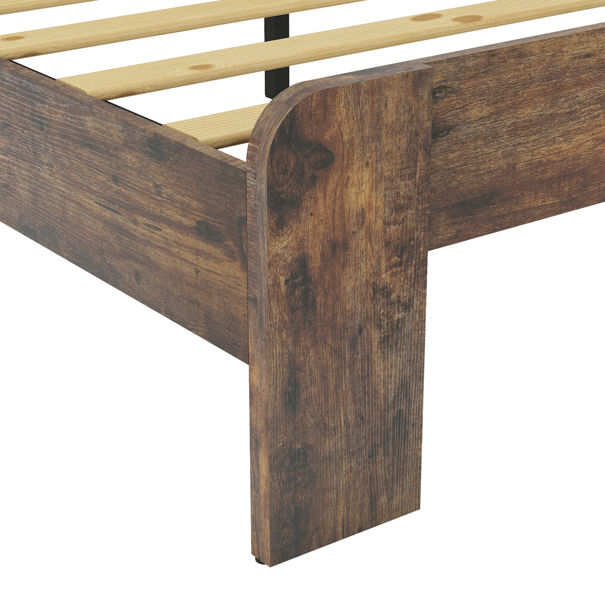 Additional view of Platform Bed Frame LED Storage Headboard Dark Brown Wood King Size