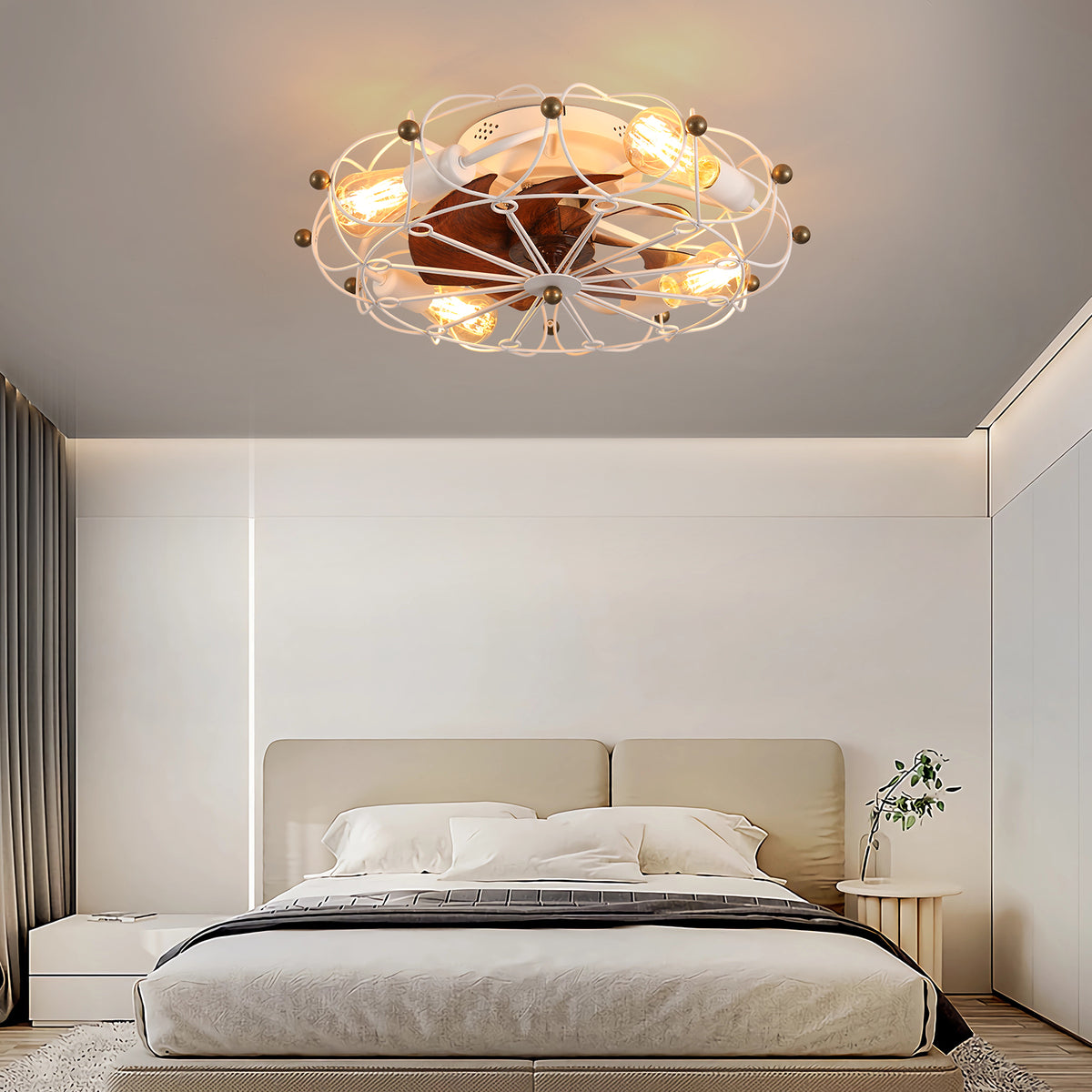 Ceiling Fan Industrial Remote Control White ABS in a modern home interior