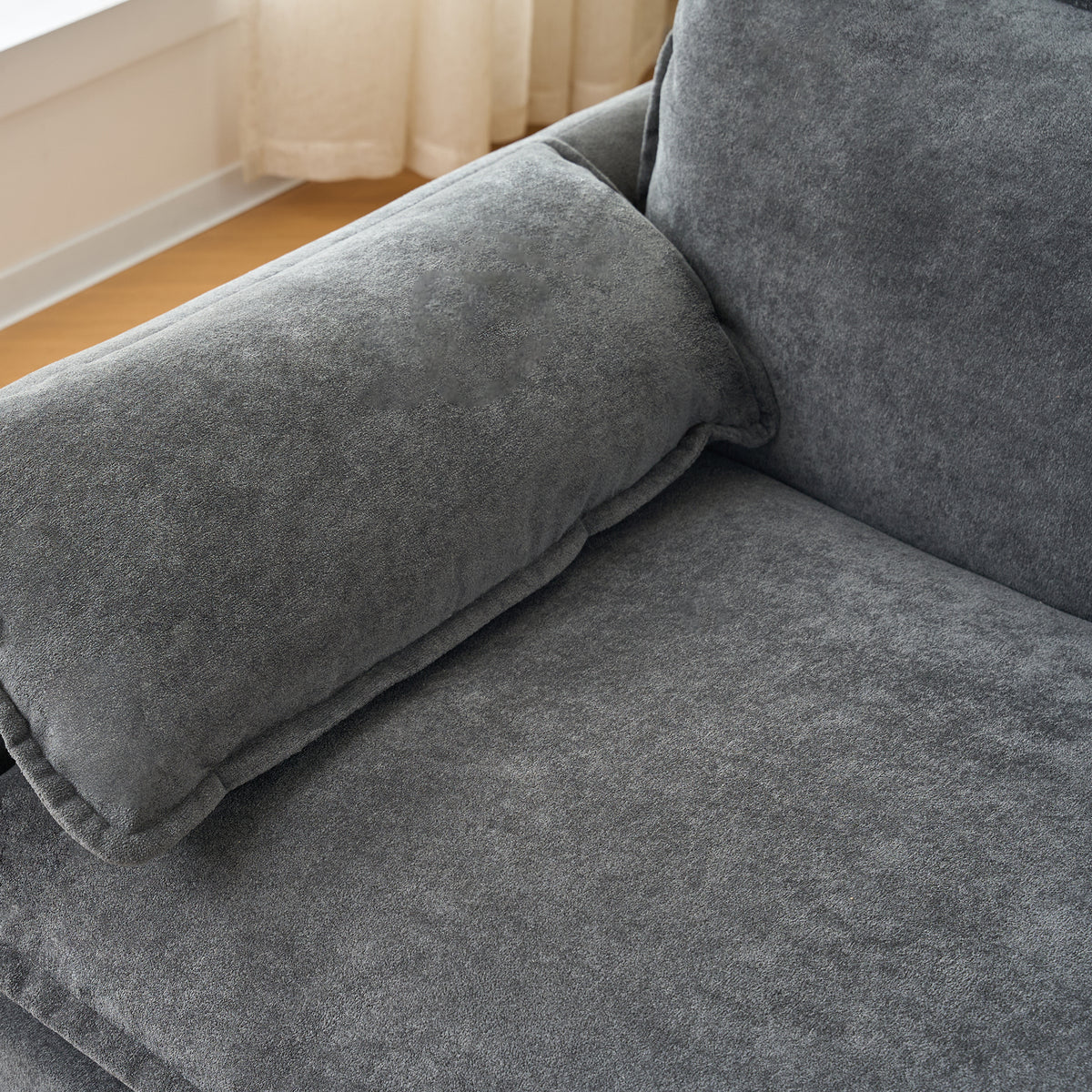Additional view of Ottoman Cushioned Footrest Gray Chenille
