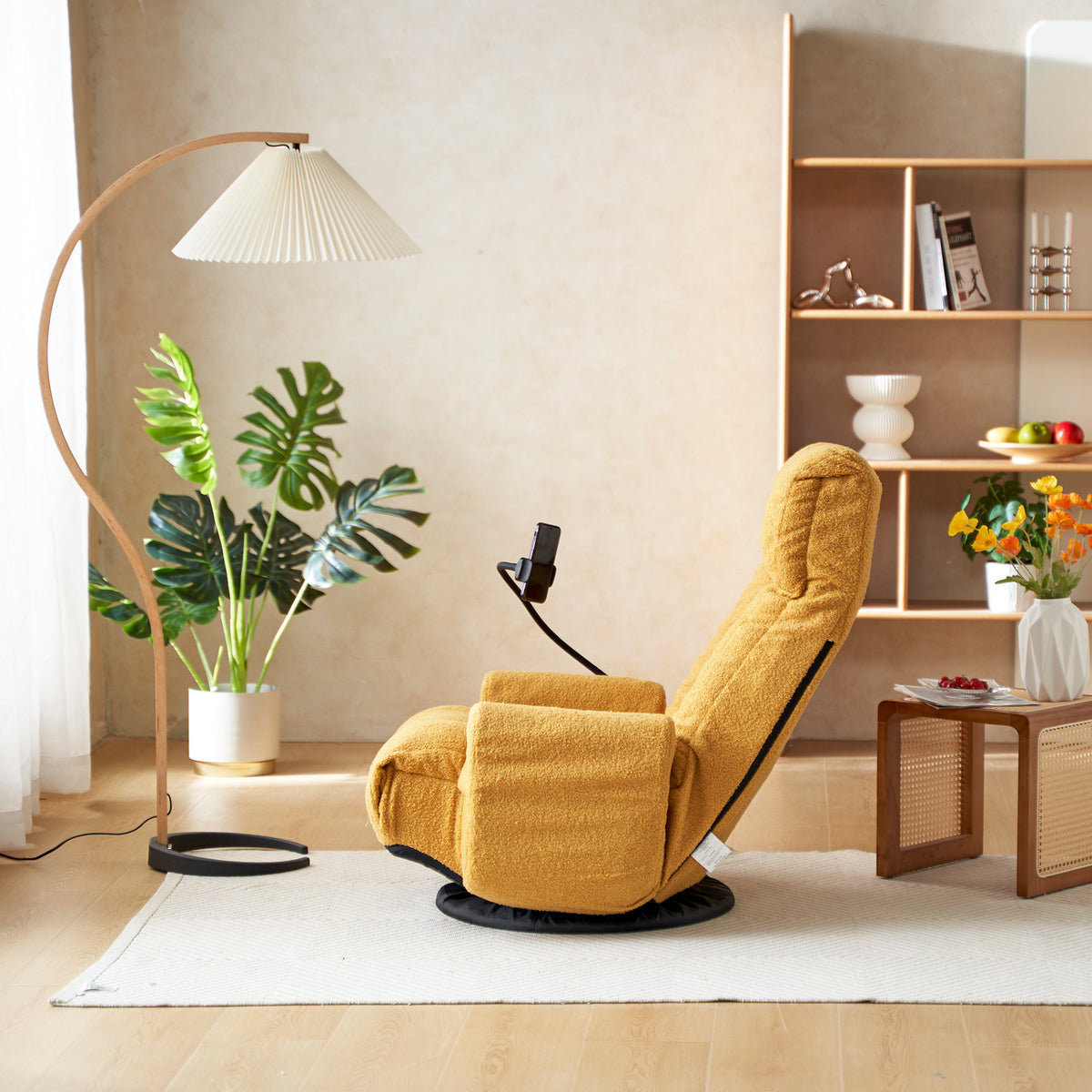 Additional product detail of Swivel Lounge Chair 360° Swivel & Headrest Yellow Metal