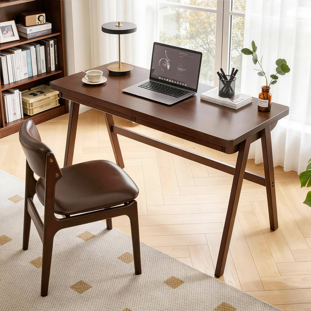 Additional product detail of Computer Desk Storage Drawer Walnut Solid Rubber Wood