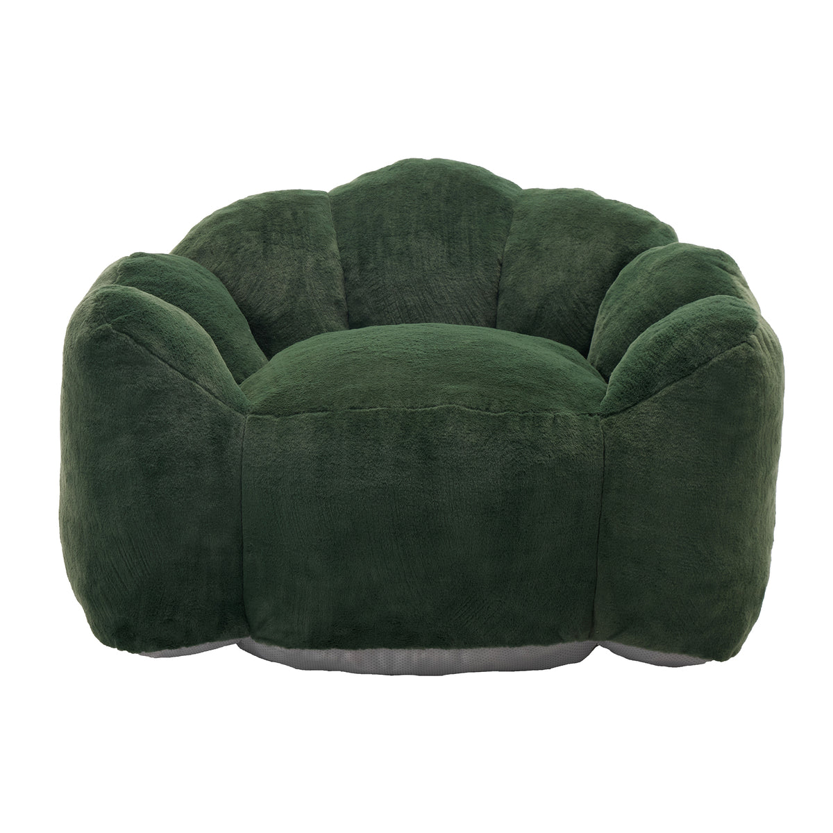 Full product view of Bean Bag Chair Compressed Foam Green Faux Fur