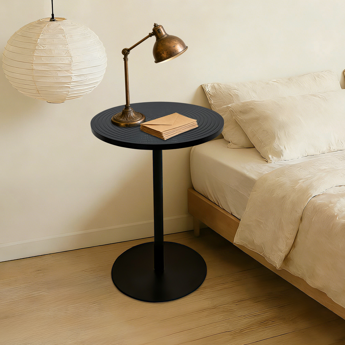 Additional product detail of Side Table Set 2-Piece Nesting Tables Walnut & Black