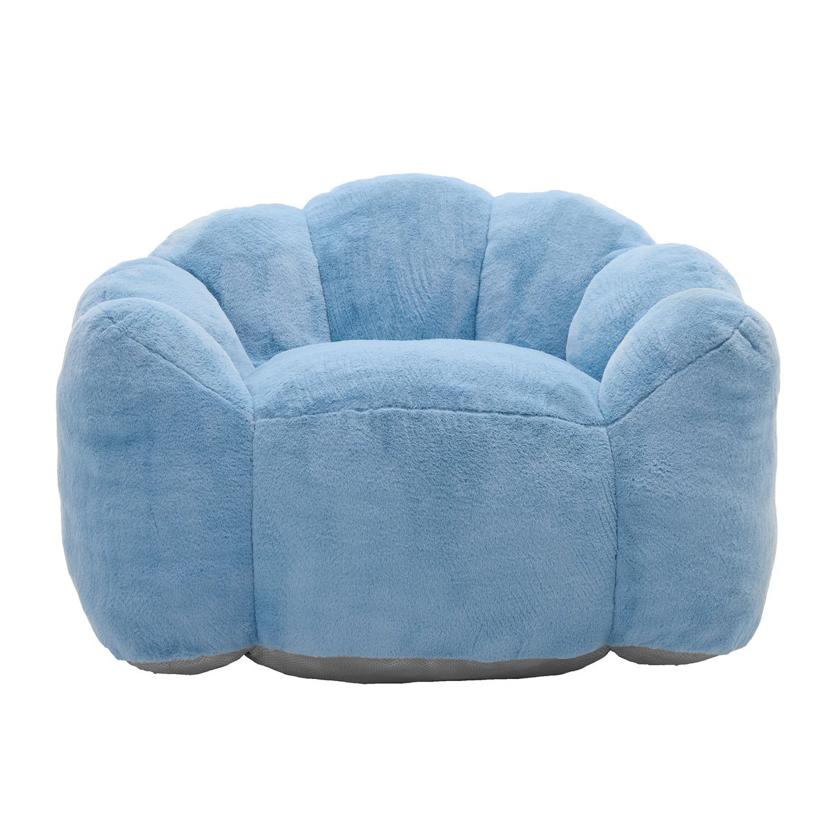Full product view of Bean Bag Chair Compressed Foam Blue Faux Fur
