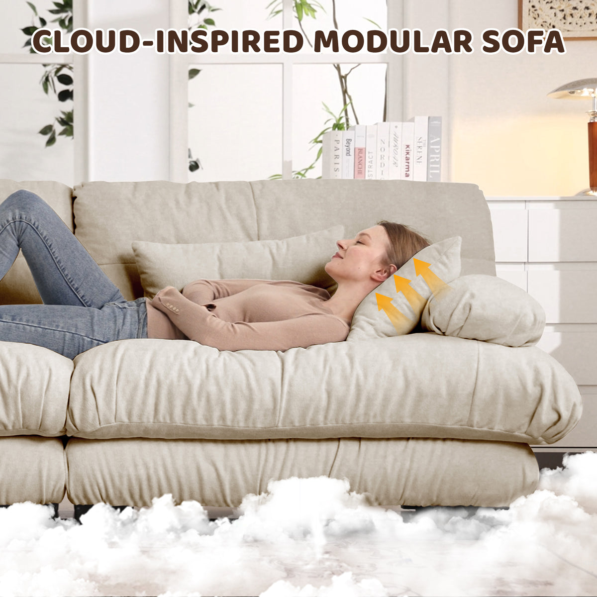 Additional product detail of Loveseat Sofa Cushioned Seating Light Coffee Chenille 2-Seater