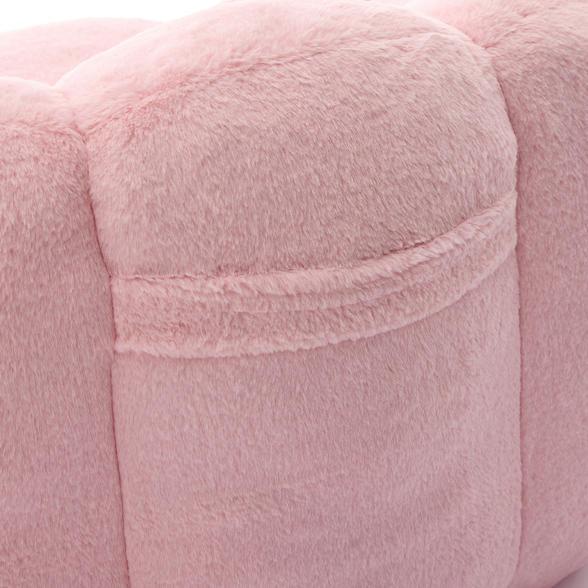 Design feature view of Bean Bag Chair Compressed Foam Pink Faux Fur