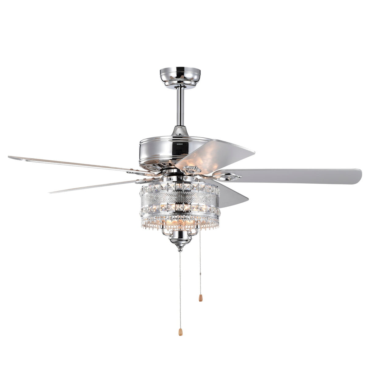Full product view of Ceiling Fan Light 2-in-1 Crystal Chandelier Chrome Metal & Crystal