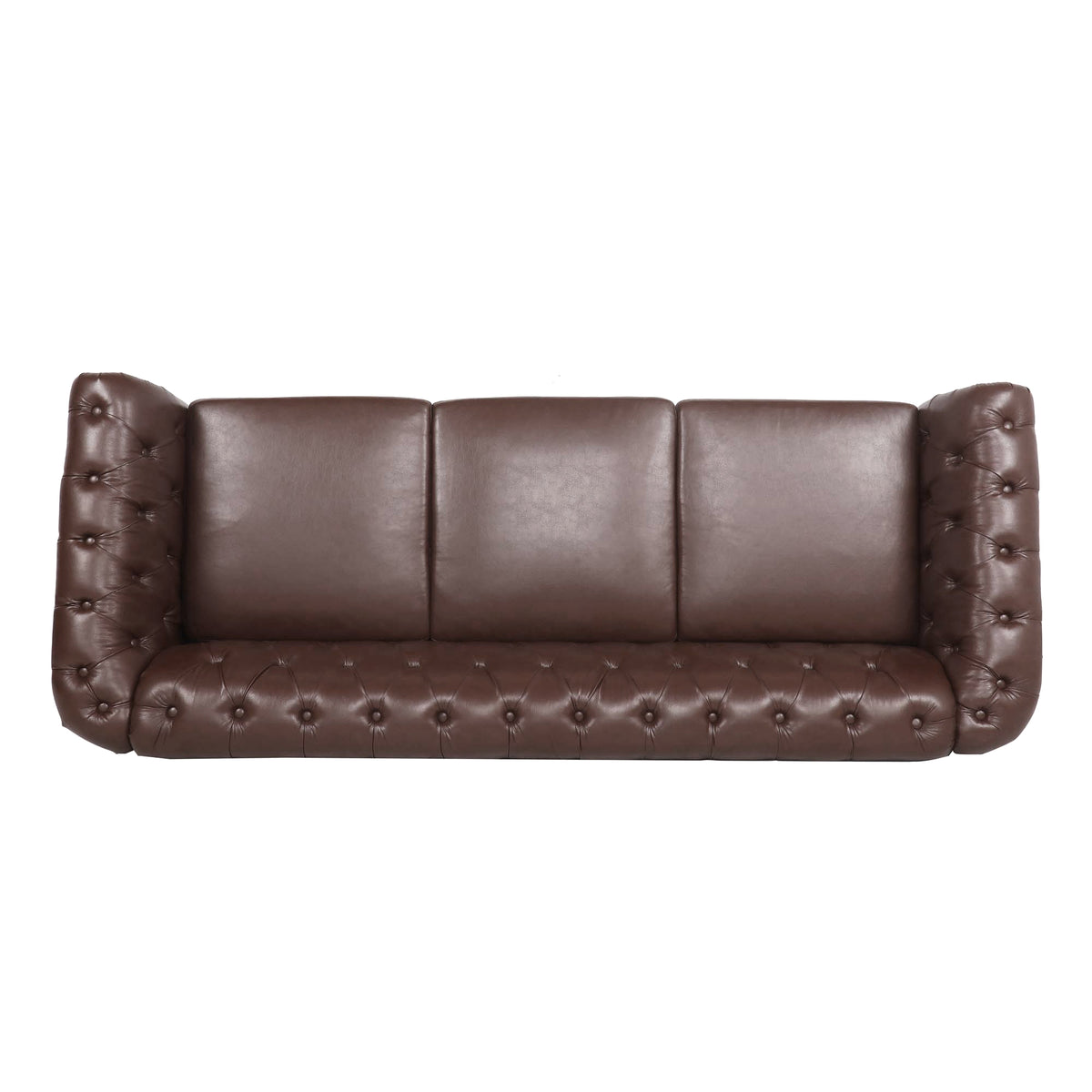 Additional view of Sofa Chesterfield Cushioned Seating Dark Brown PU Leather 3-Seater