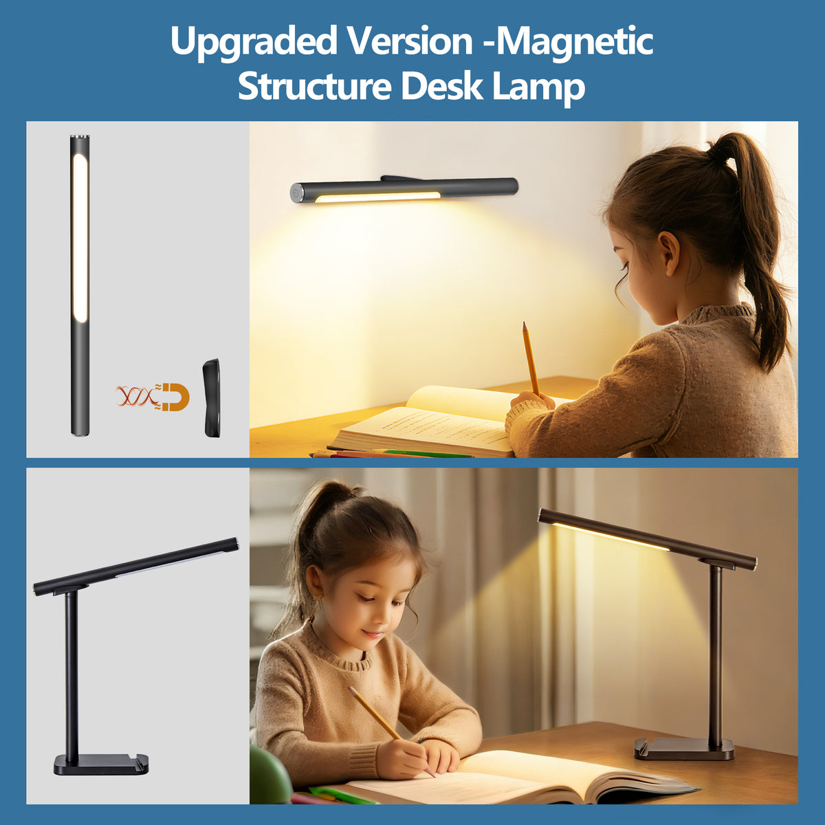 Full product view of Desk Lamp USB Charging & 5 Light Modes Black Iron