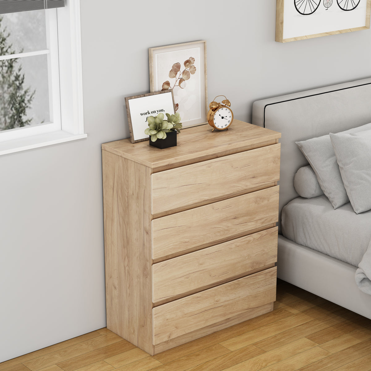Additional view of Dresser 4-Drawer Storage Natural Particle Board