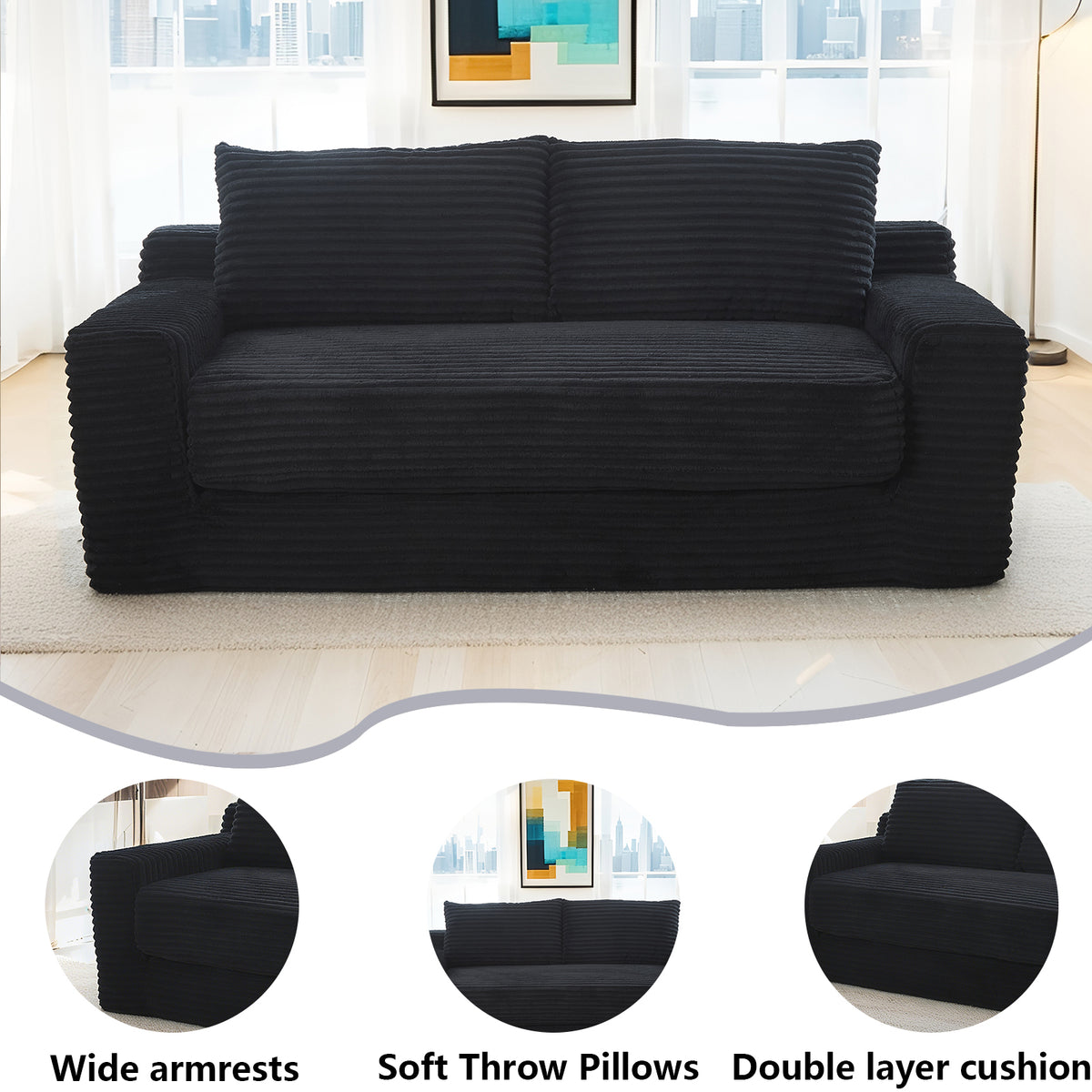Additional product detail of Loveseat Sofa Convertible Sleeper Black Fabric 2-Seater