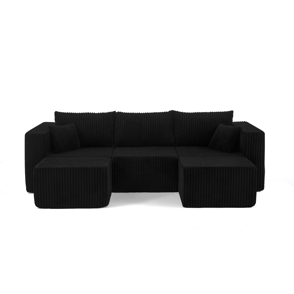 Additional product detail of Sectional Sofa Minimalist Modular Sectional Black Corduroy 3-Seater