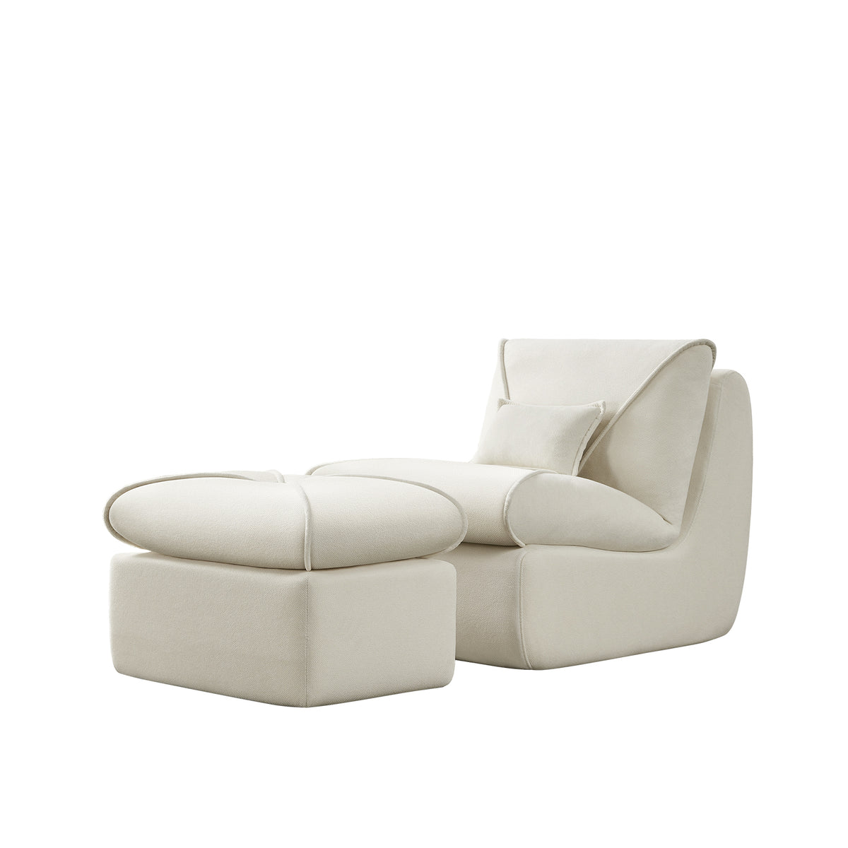 Alternate angle of Ottoman Modern No-Tool Compressed Setup Beige Chenille & Foam