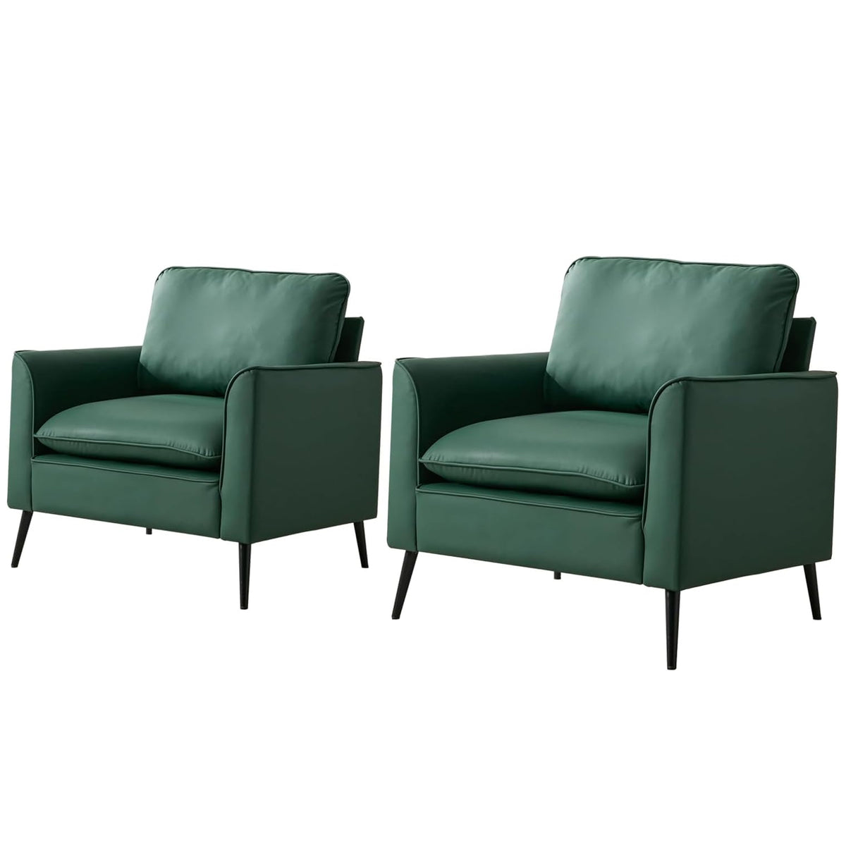 Design feature view of Accent Chair Set of 2 Green Leather