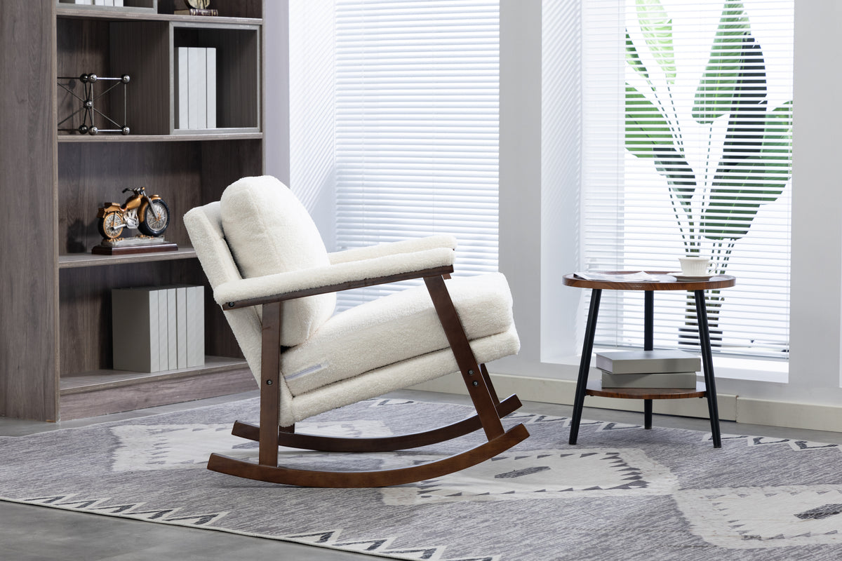 Design feature view of Rocking Chair Rocking Wood Frame Antique White Wood