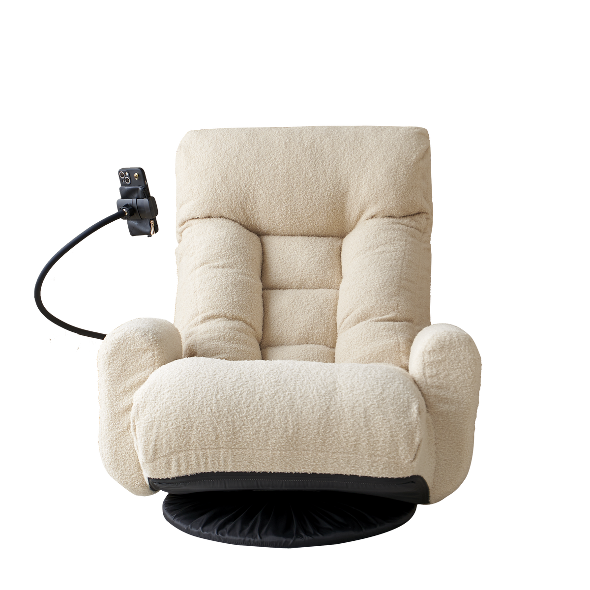 Full product view of Swivel Lounge Chair 360° Swivel & Headrest Beige Metal