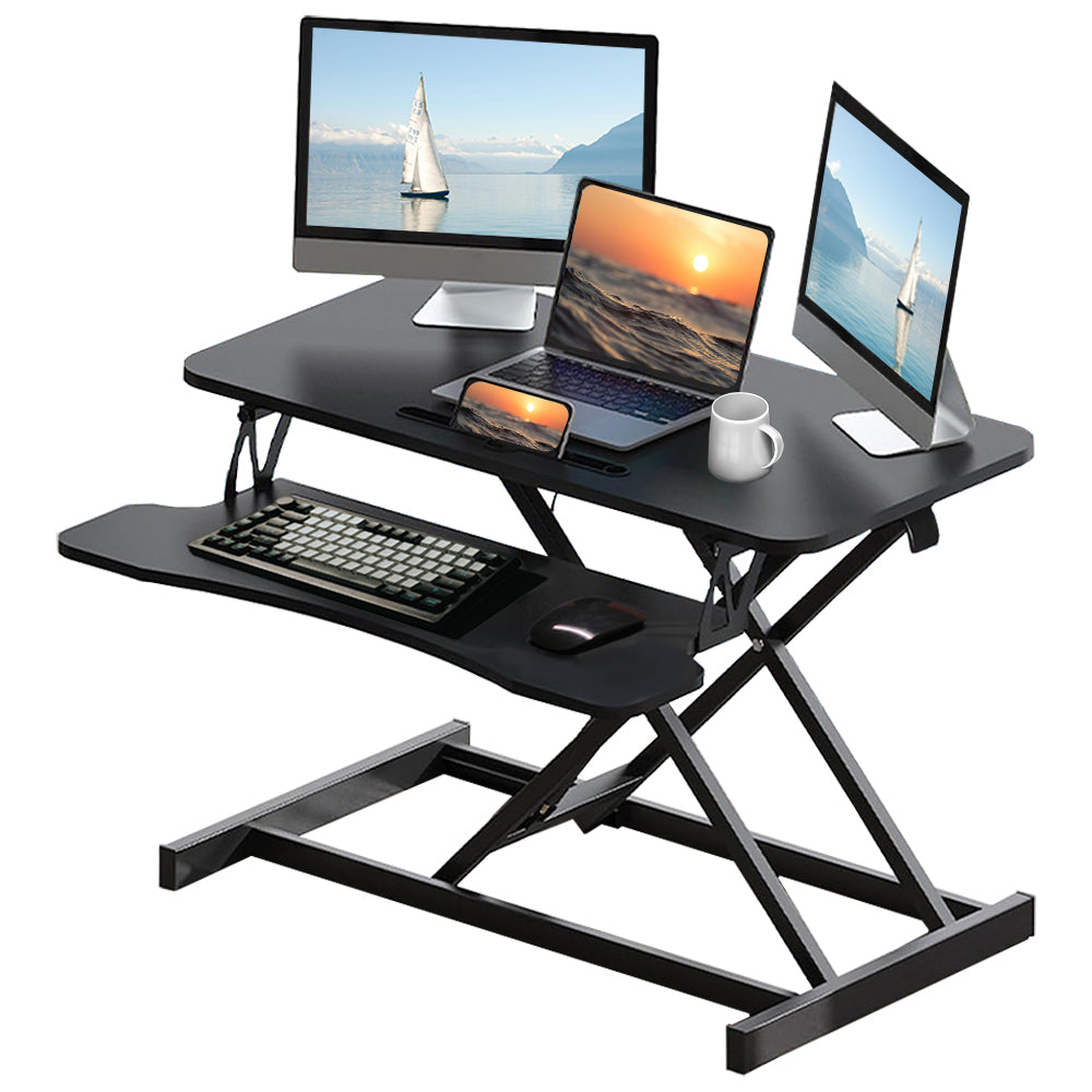 Additional view of Standing Desk Converter Height Adjustable Black MDF & Metal
