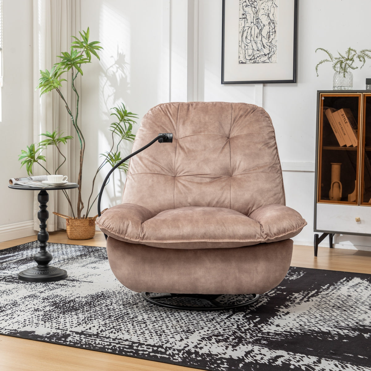 Additional product detail of Lounge Chair Reclining Natural Brown Velvet