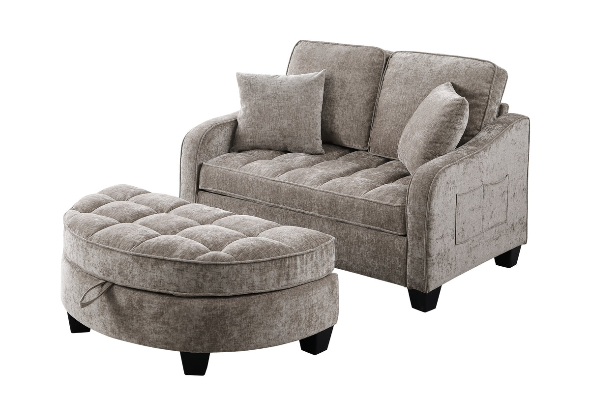 Additional view of Loveseat Sofa Cushioned Seating Brown Corduroy 2-Seater