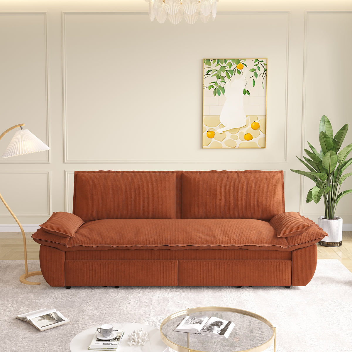 Additional product detail of Sofa Bed Pull-Out Sleeper Orange Corduroy