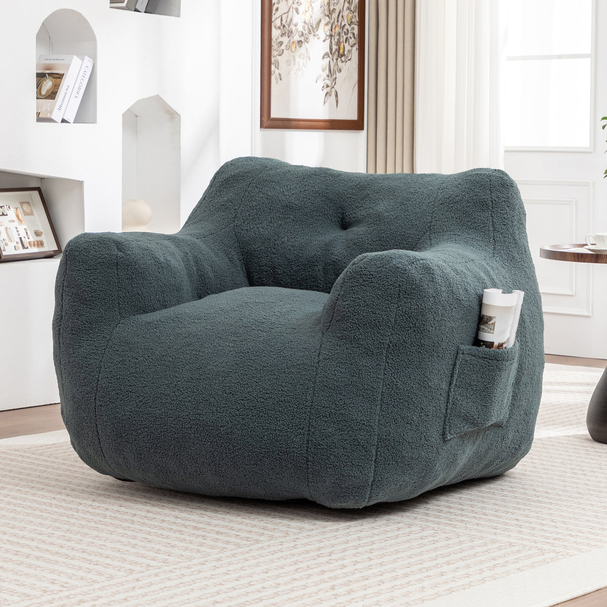 Additional product detail of Bean Bag Chair Oversized Seating Light Green Teddy Fabric