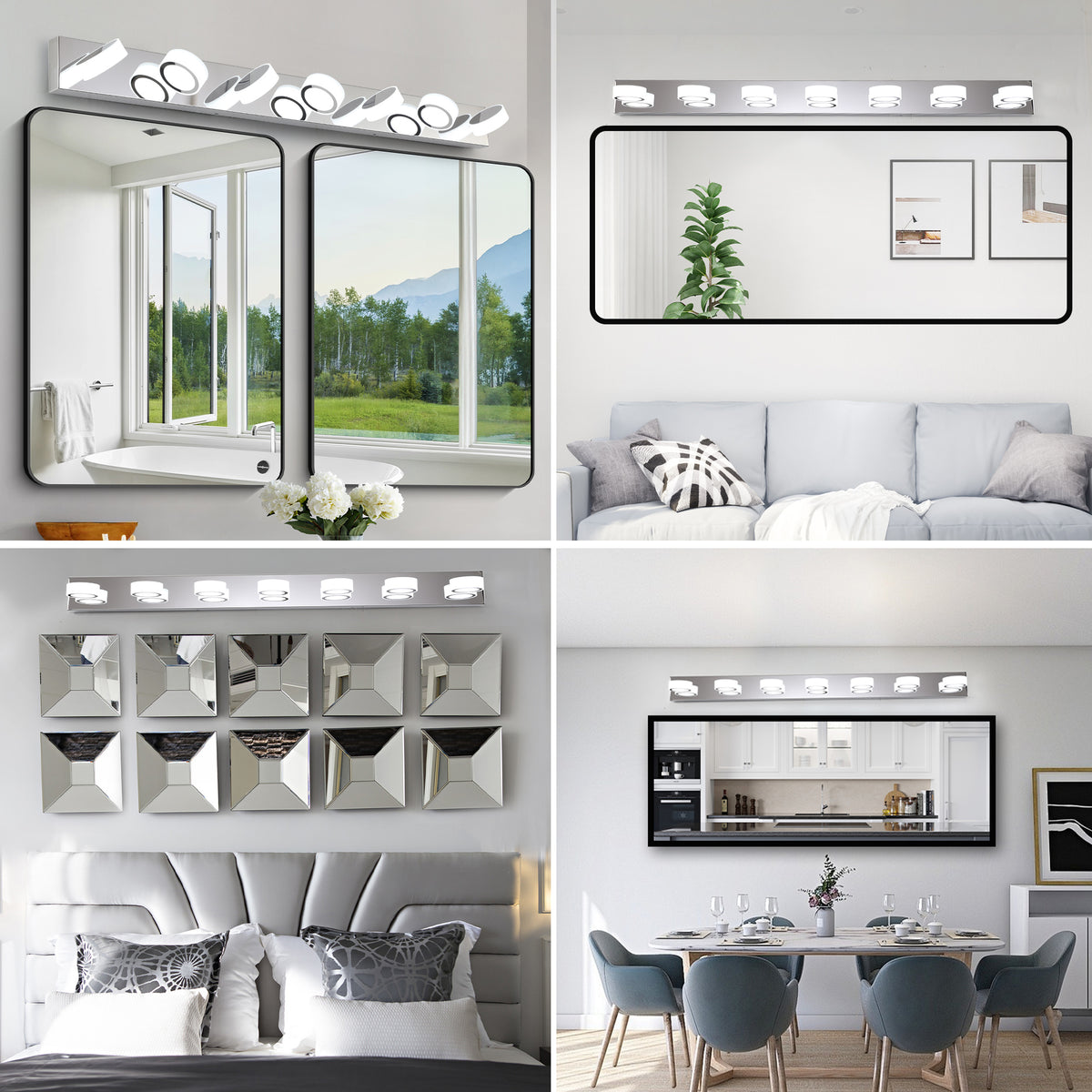 Design feature view of Vanity Light Modern 7-Light LED Chrome Acrylic