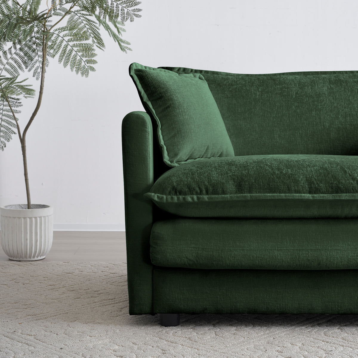 Design feature view of Ottoman Cushioned Footrest Green Chenille