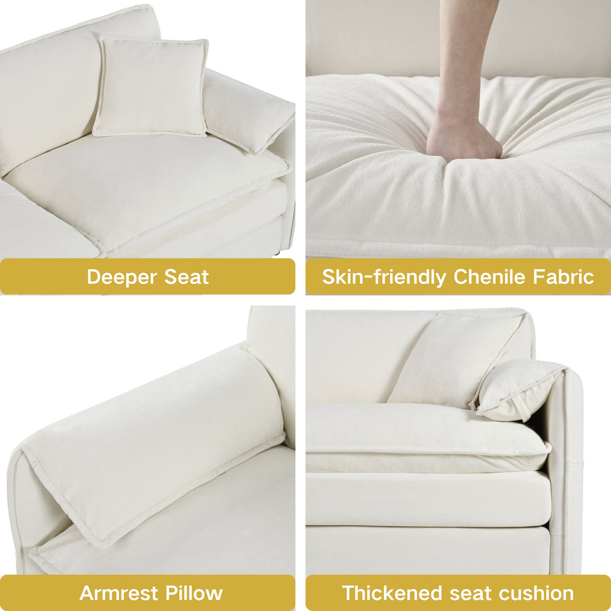 Design feature view of Sectional Sofa Modular Sectional Beige Chenille