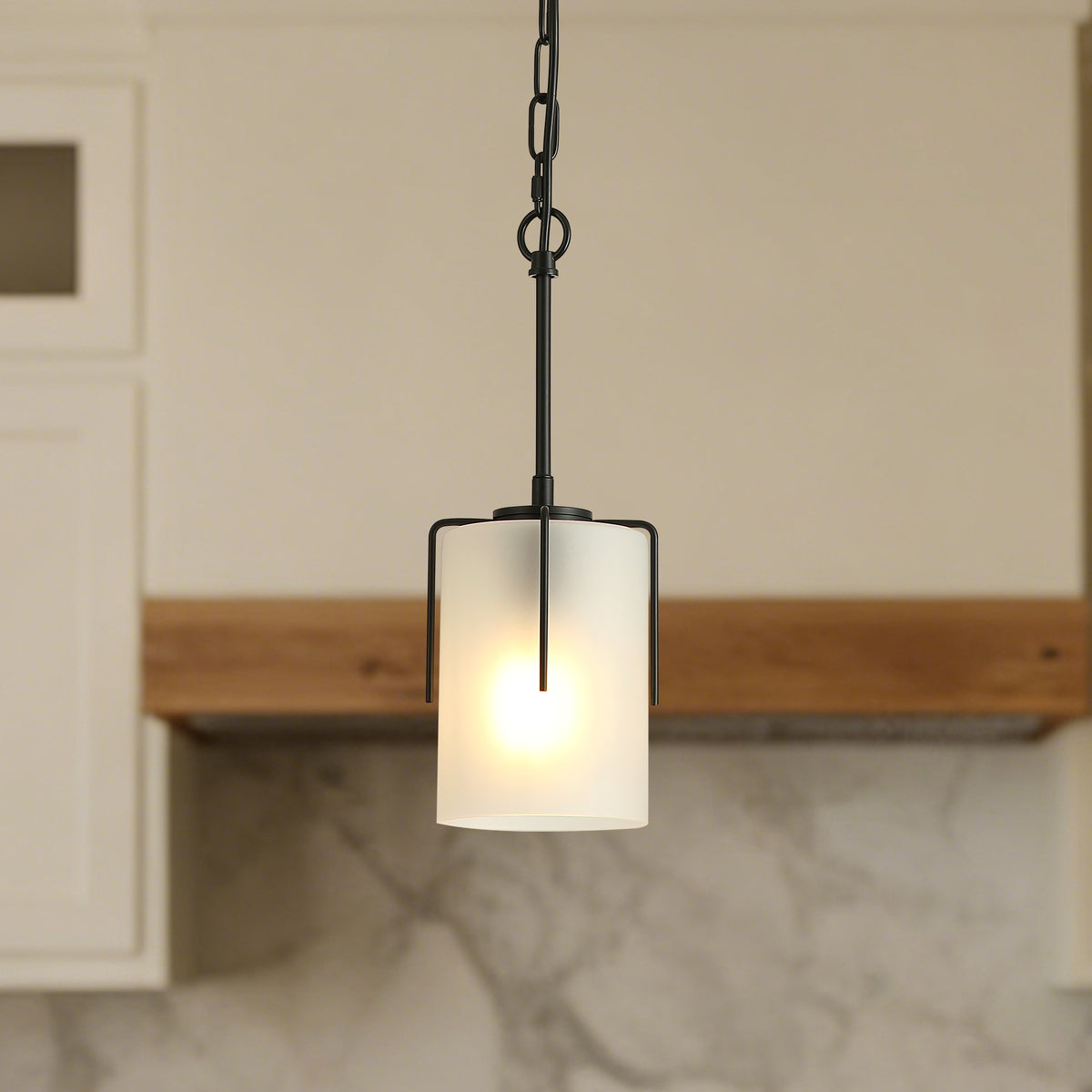 Pendant Light Modern Adjustable Pendant White Glass in a modern home interior