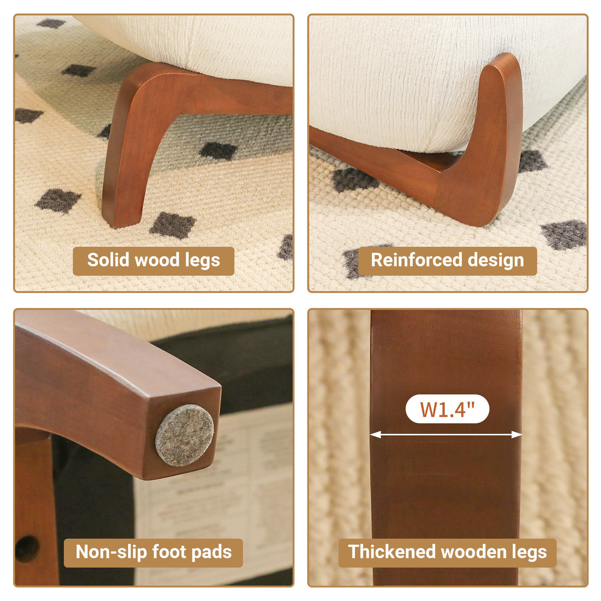 Additional product detail of Accent Chair Cushioned Seating White Fabric