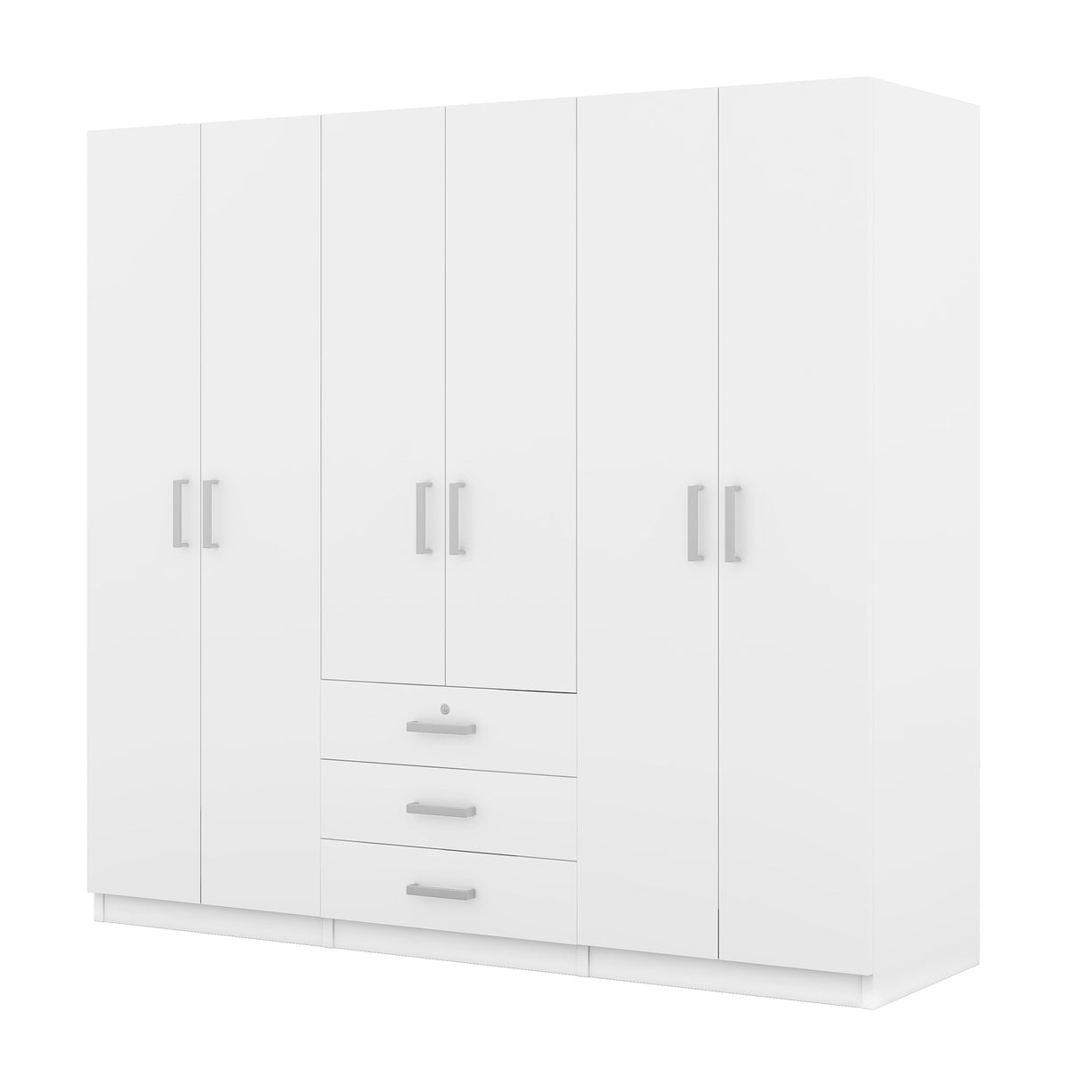 Close-up detail of Wardrobe Modern 6-Door Storage White Wood
