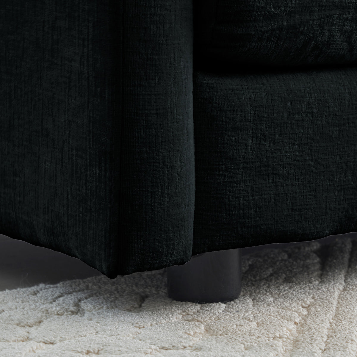 Design feature view of Ottoman Cushioned Footrest Black Chenille