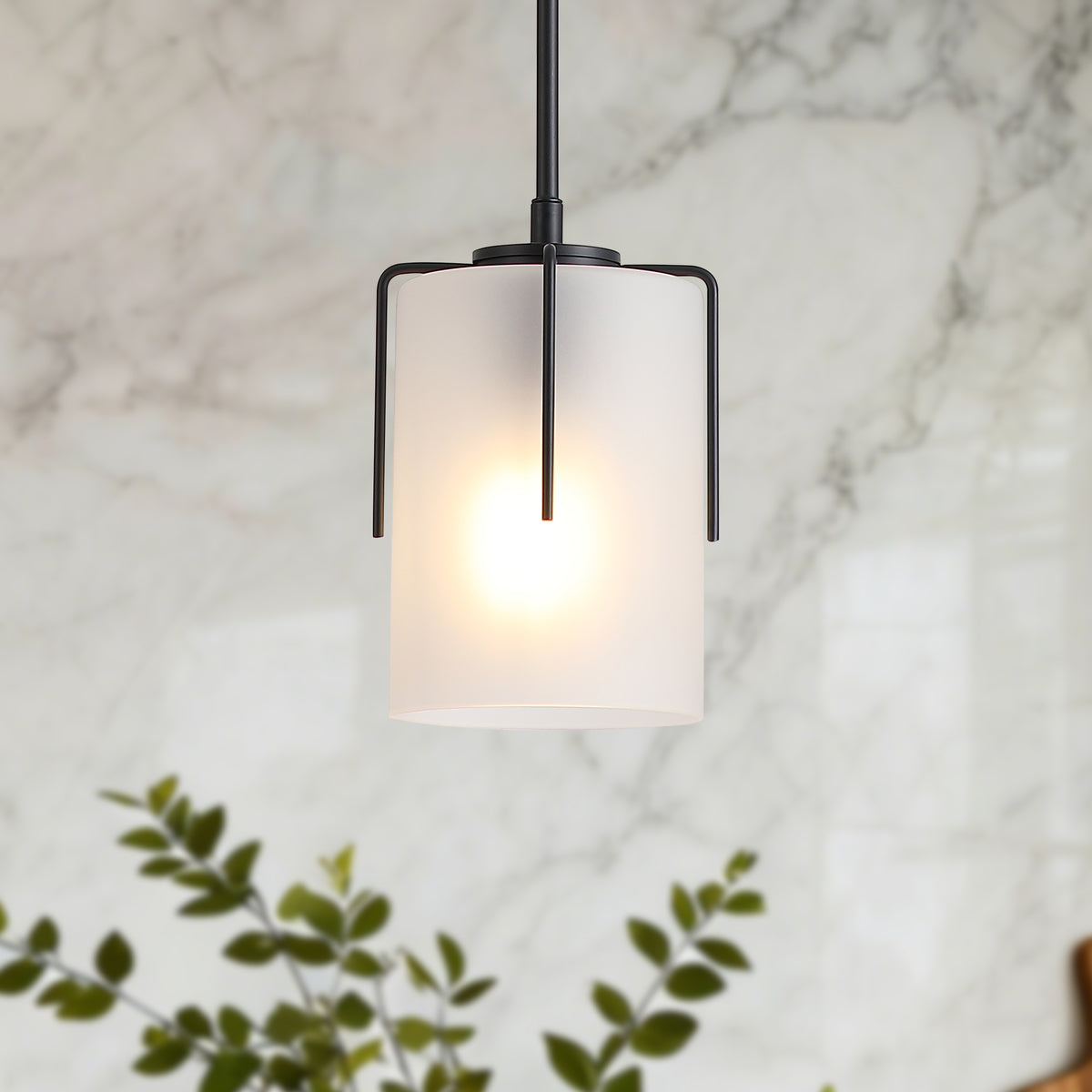Alternate angle of Pendant Light Modern Adjustable Pendant White Glass