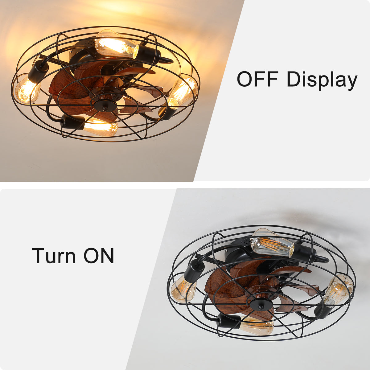 Additional product detail of Ceiling Fan Light Farmhouse Remote Control Black Iron