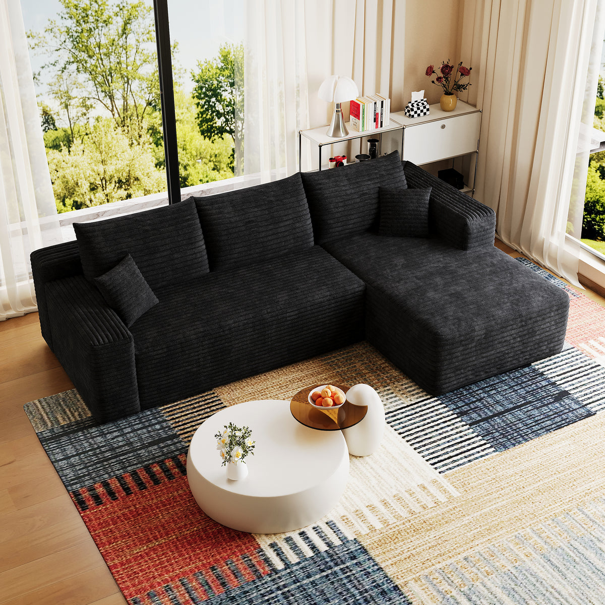 Additional product detail of Sectional Sofa Modular Sectional Black Corduroy