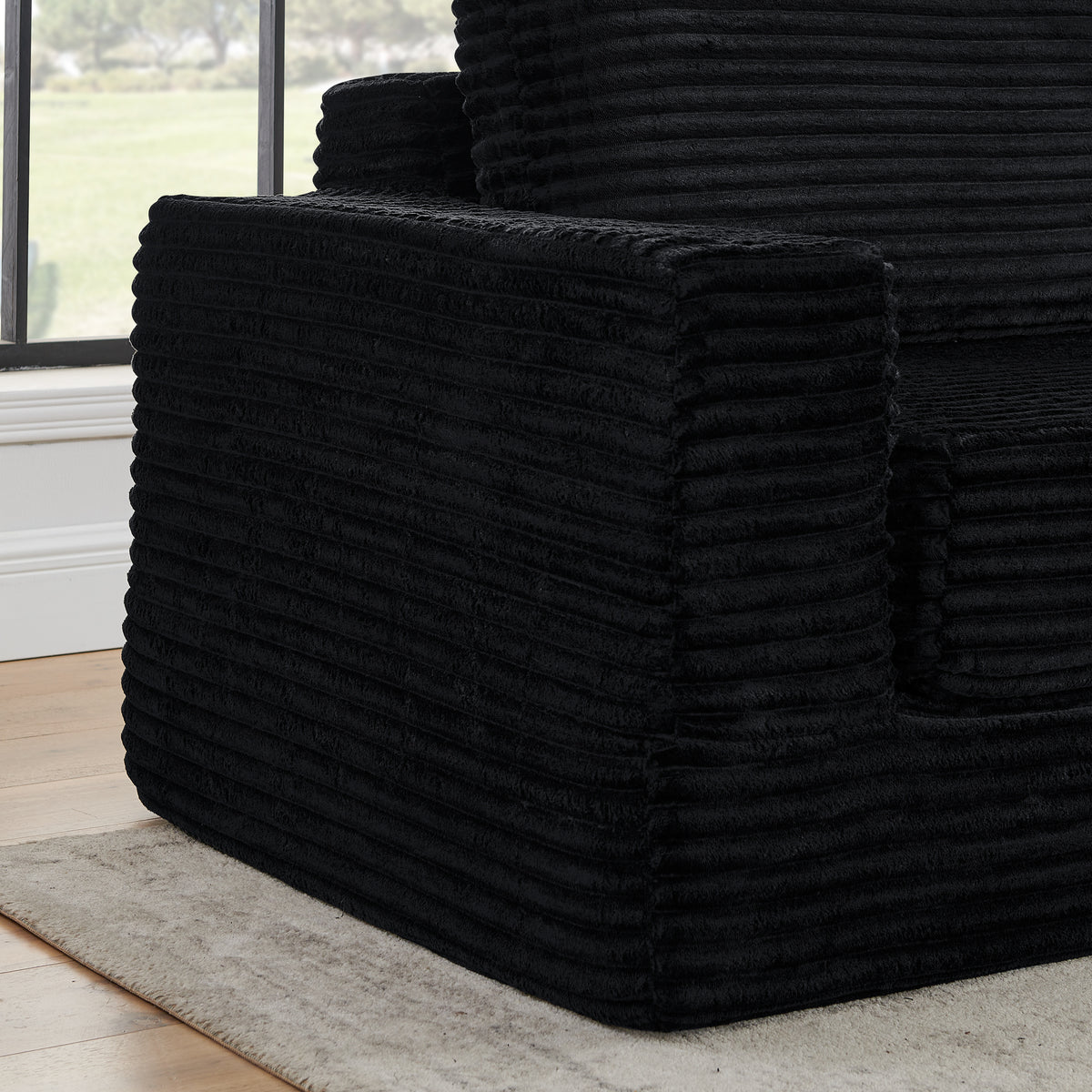 Additional view of Sectional Sofa Modular Sectional Black Corduroy 5-Seater