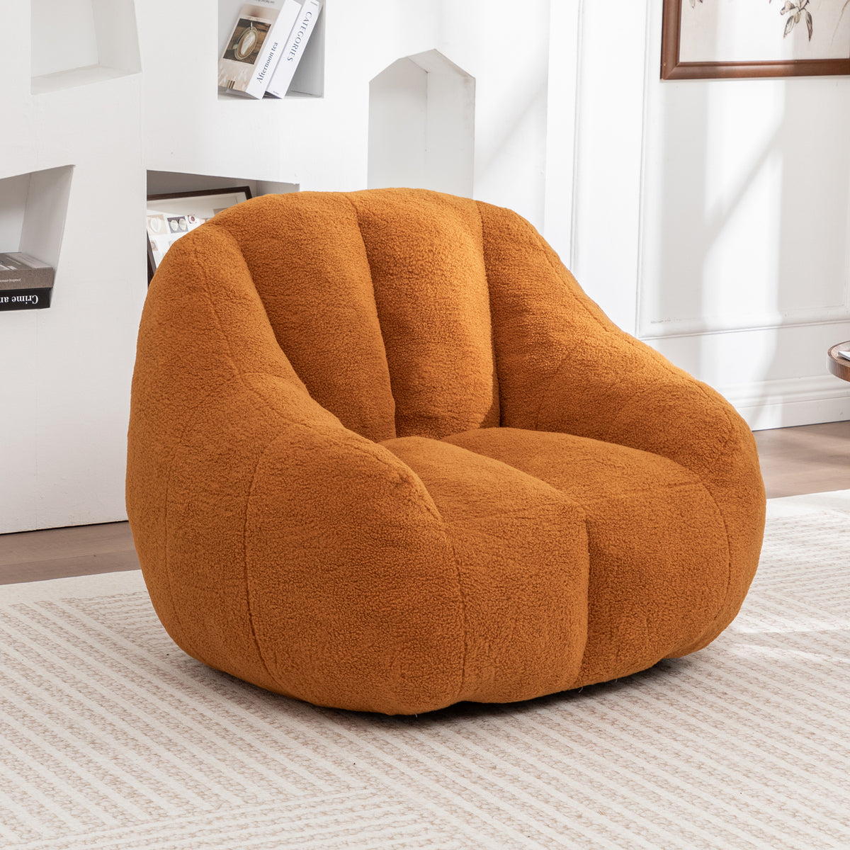 Close-up detail of Bean Bag Chair Oversized Seating Yellow Teddy Fabric